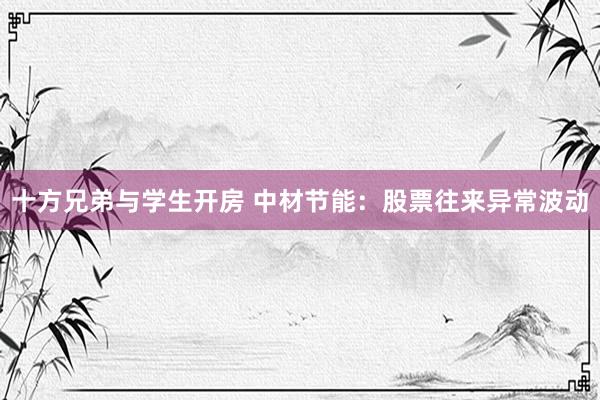 十方兄弟与学生开房 中材节能：股票往来异常波动