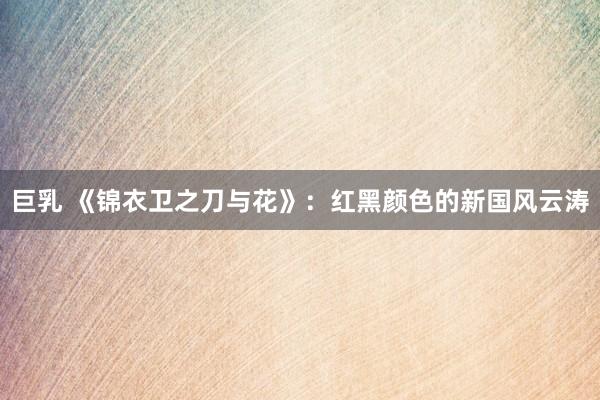 巨乳 《锦衣卫之刀与花》：红黑颜色的新国风云涛