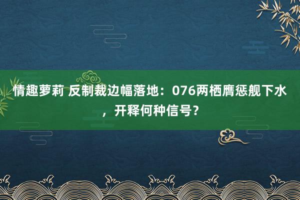情趣萝莉 反制裁边幅落地：076两栖膺惩舰下水，开释何种信号？