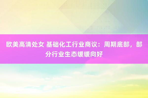 欧美高清处女 基础化工行业商议:周期底部,部分行业生态缓缓向好