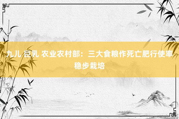 九儿 巨乳 农业农村部：三大食粮作死亡肥行使率稳步栽培