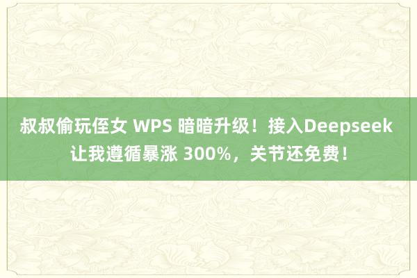 叔叔偷玩侄女 WPS 暗暗升级！接入Deepseek 让我遵循暴涨 300%，关节还免费！
