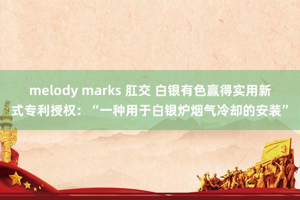 melody marks 肛交 白银有色赢得实用新式专利授权：“一种用于白银炉烟气冷却的安装”