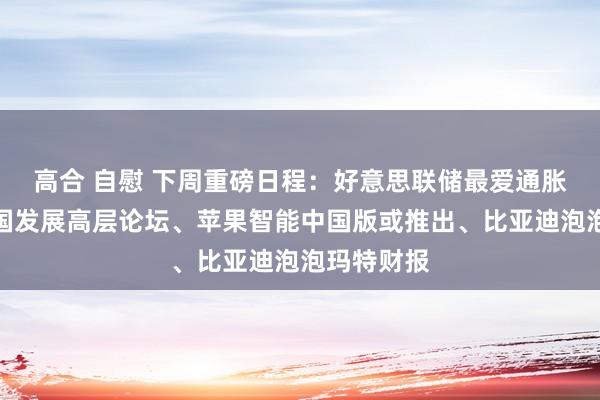 高合 自慰 下周重磅日程：好意思联储最爱通胀主义、中国发展高层论坛、苹果智能中国版或推出、比亚迪泡泡玛特财报